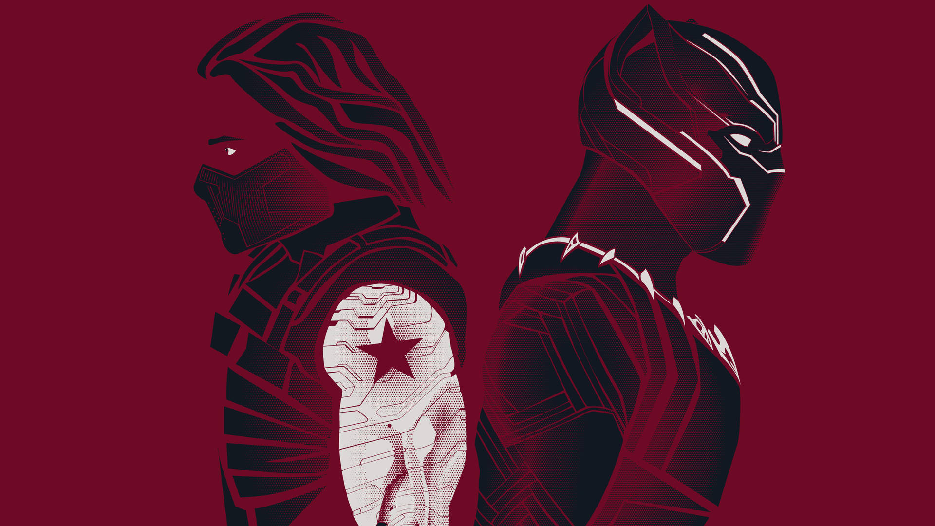 Minimalist Winter Soldier And Black Panther Wallpaper