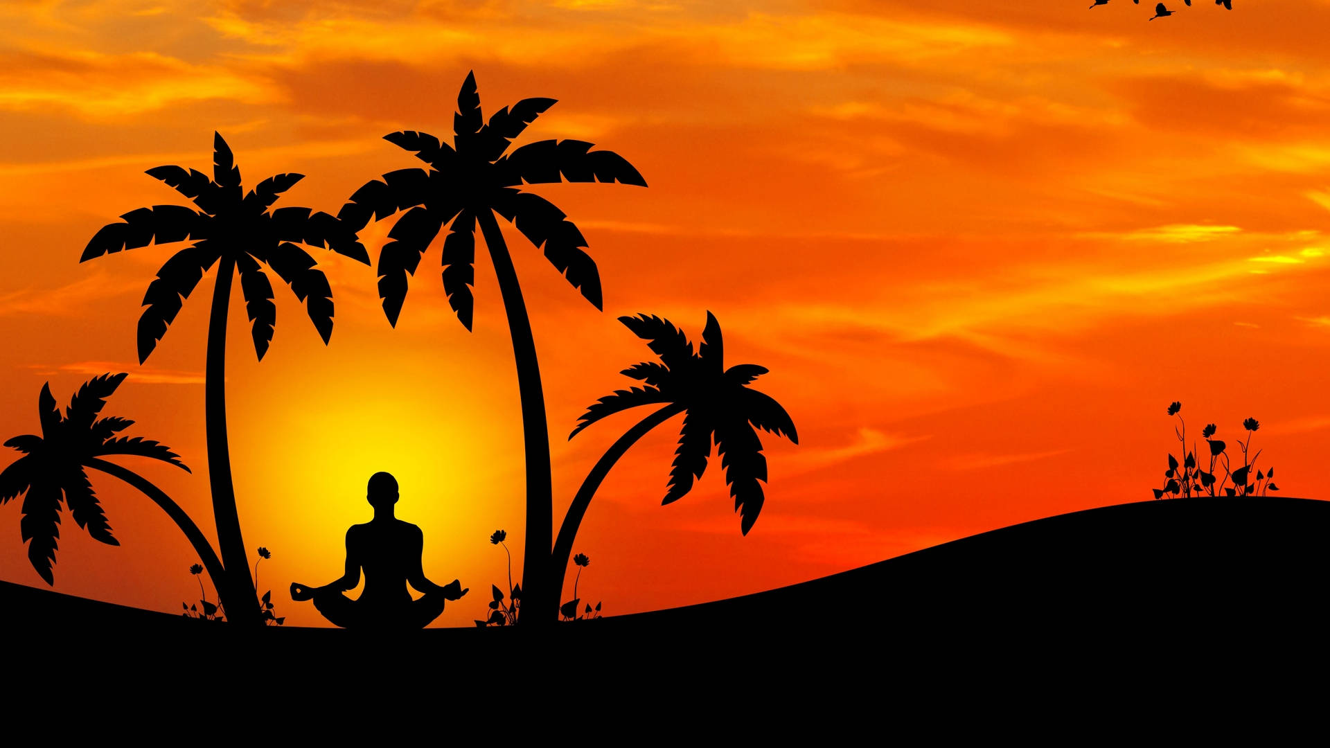 Minimalist Yoga Meditation In Digital Wallpaper