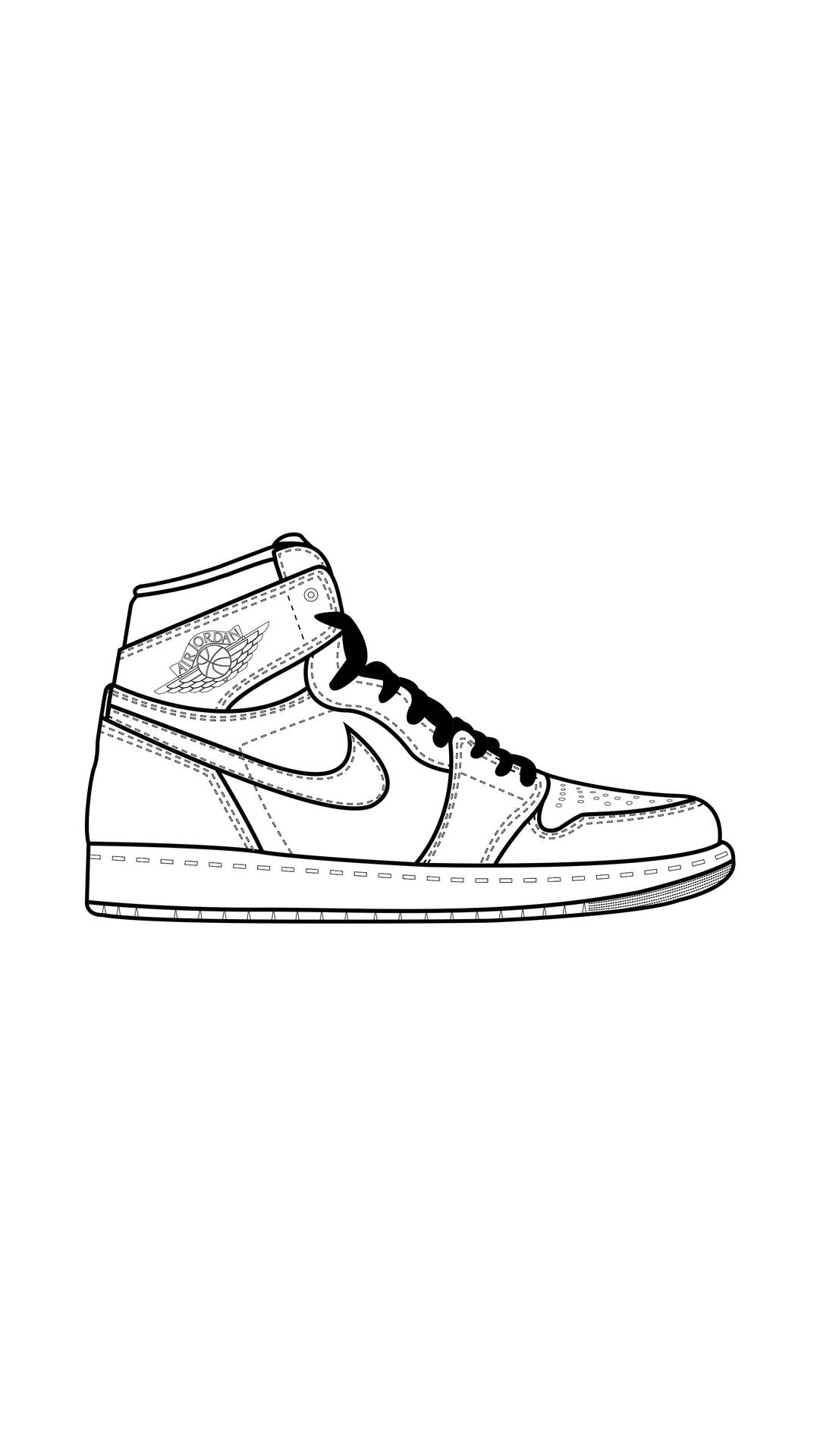 Minimalistisk illustration af Nike Jordan 1 sneakers Wallpaper
