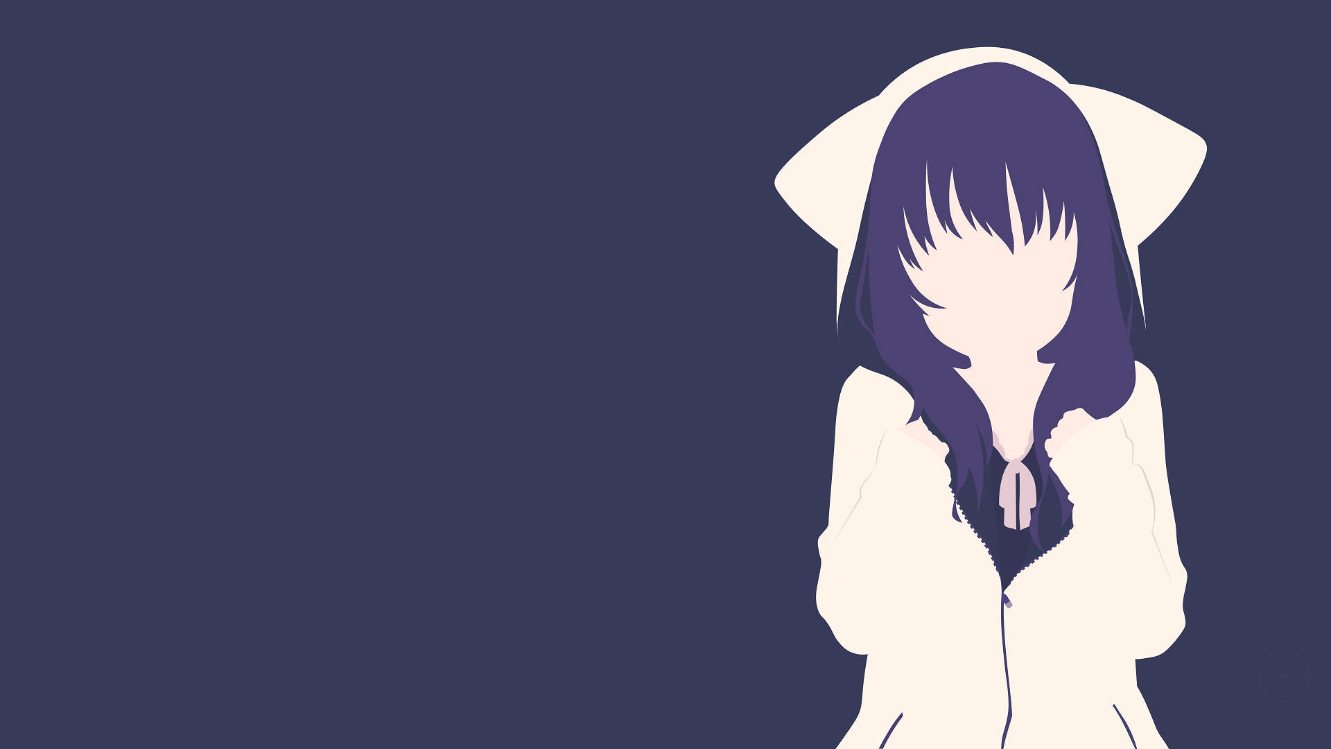 Minimalistisk Anime Pige Med Kawaii Kat Hættetrøje Wallpaper
