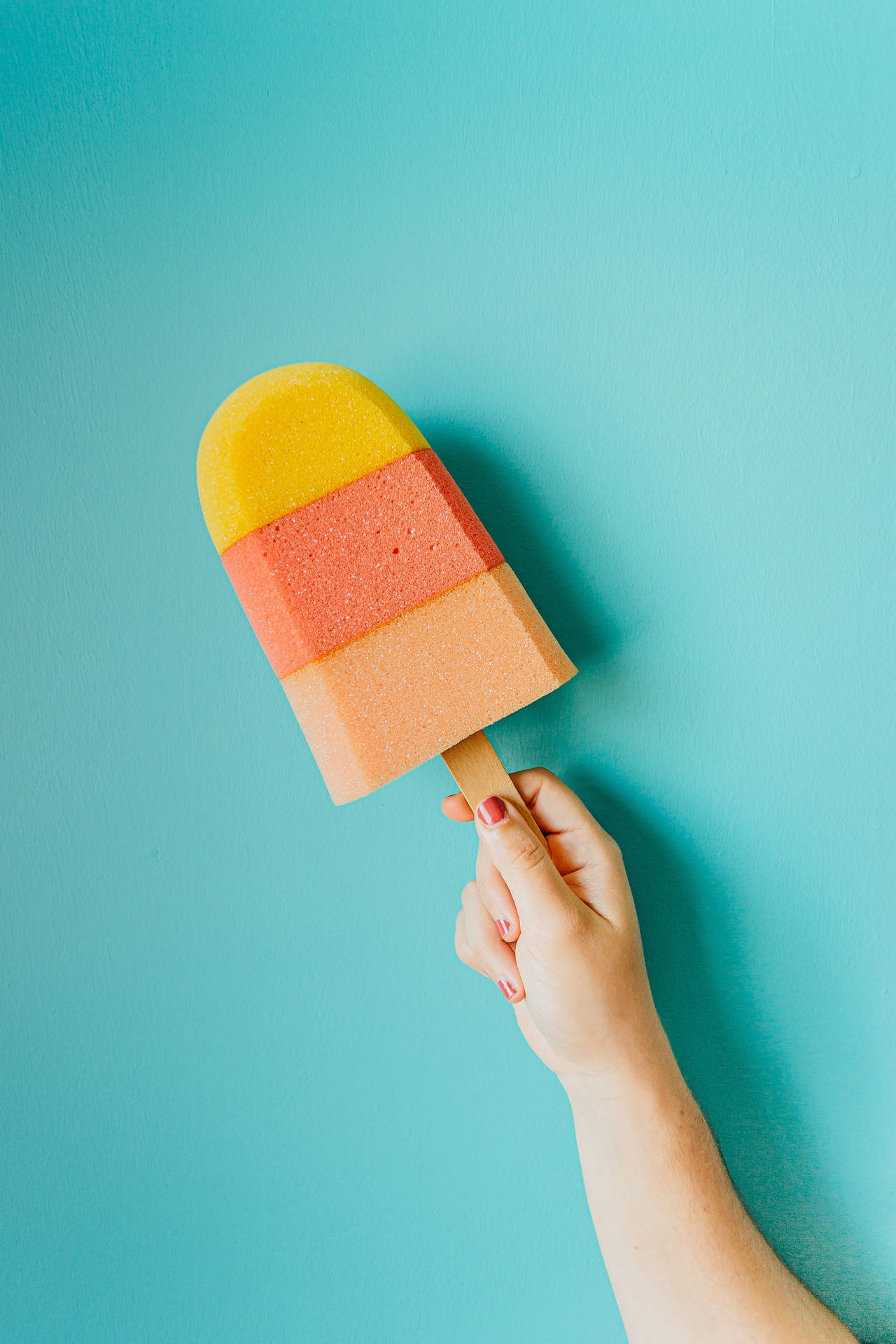 Minimalistisk Popsicle På Pastel Baggrund Wallpaper
