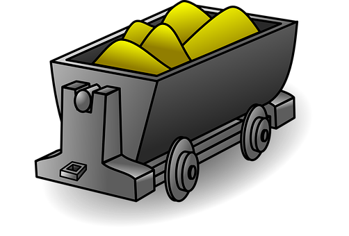 Mining Cart Fullof Gold Illustration PNG