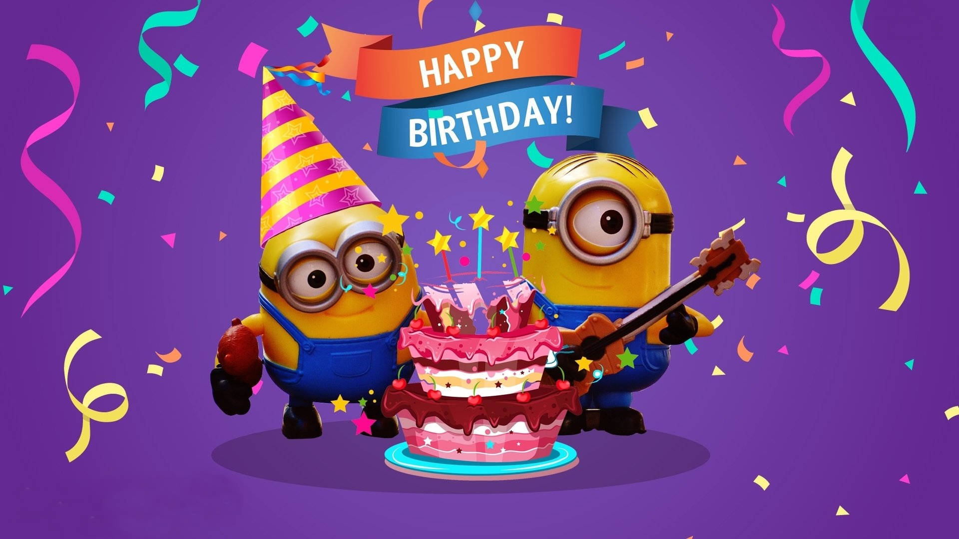 Cheerful Minion Celebrating Birthday Wallpaper