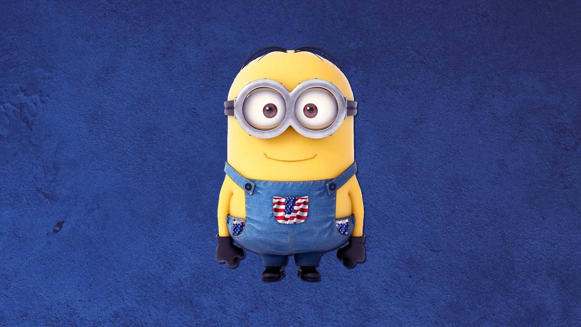Minion Desktop In Overall With American Flag Background