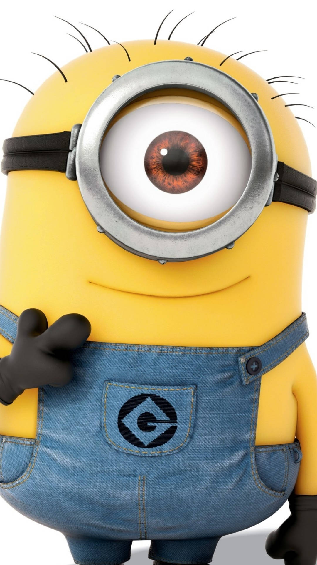 A Cartoon Minion Is Standing With His Hands Up Wallpaper