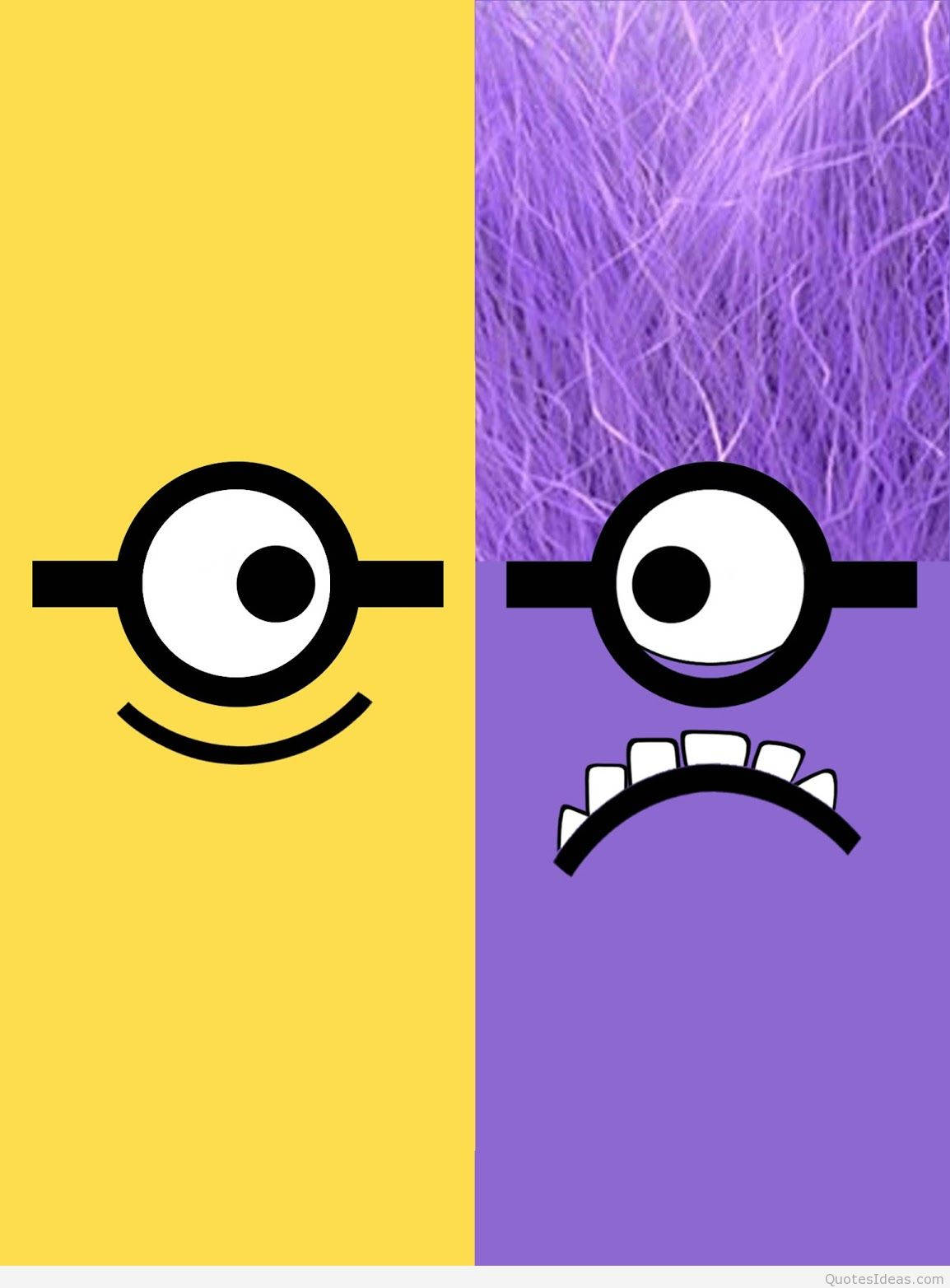Two Minions With Purple Hair And Yellow Eyes Wallpaper