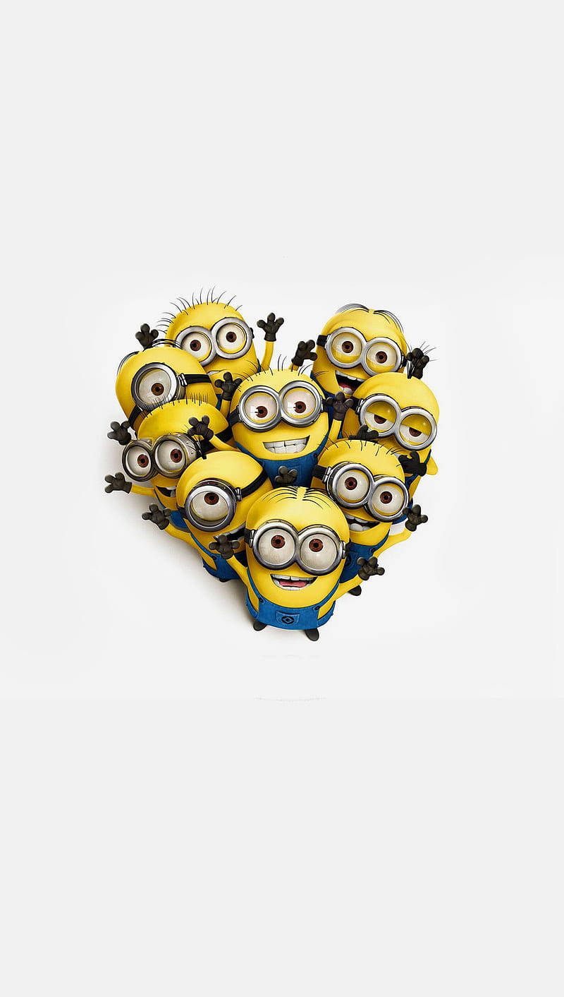 A Group Of Minions Forming A Heart Shape Wallpaper