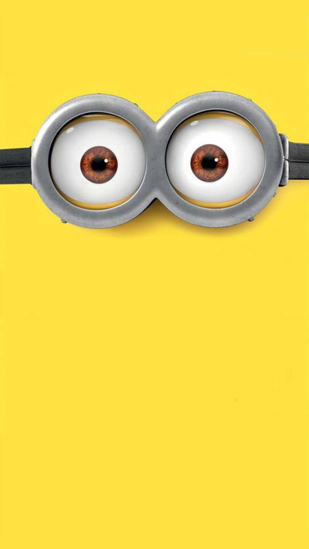 A Minion With Glasses On A Yellow Background Wallpaper