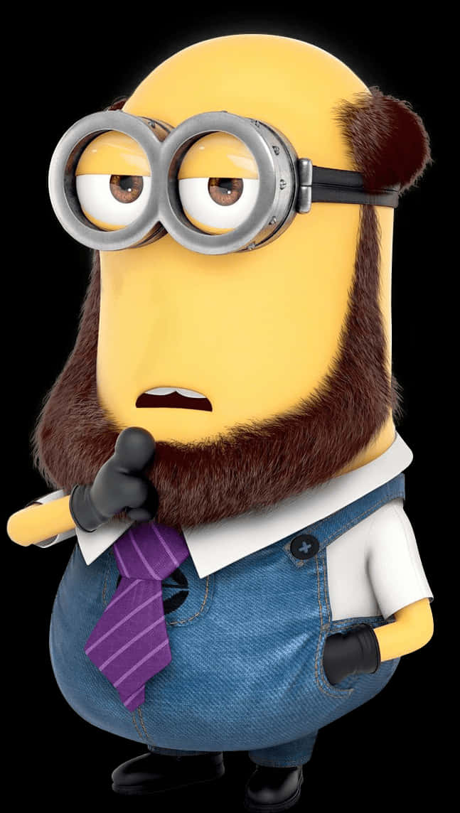 Minion_with_ Brown_ Hair_and_ Tie PNG