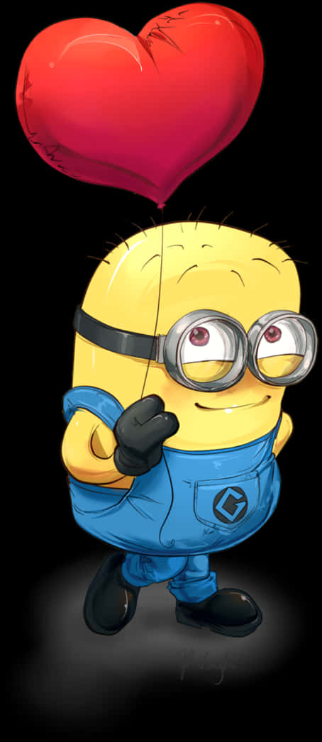 Minion With Heart Balloon PNG