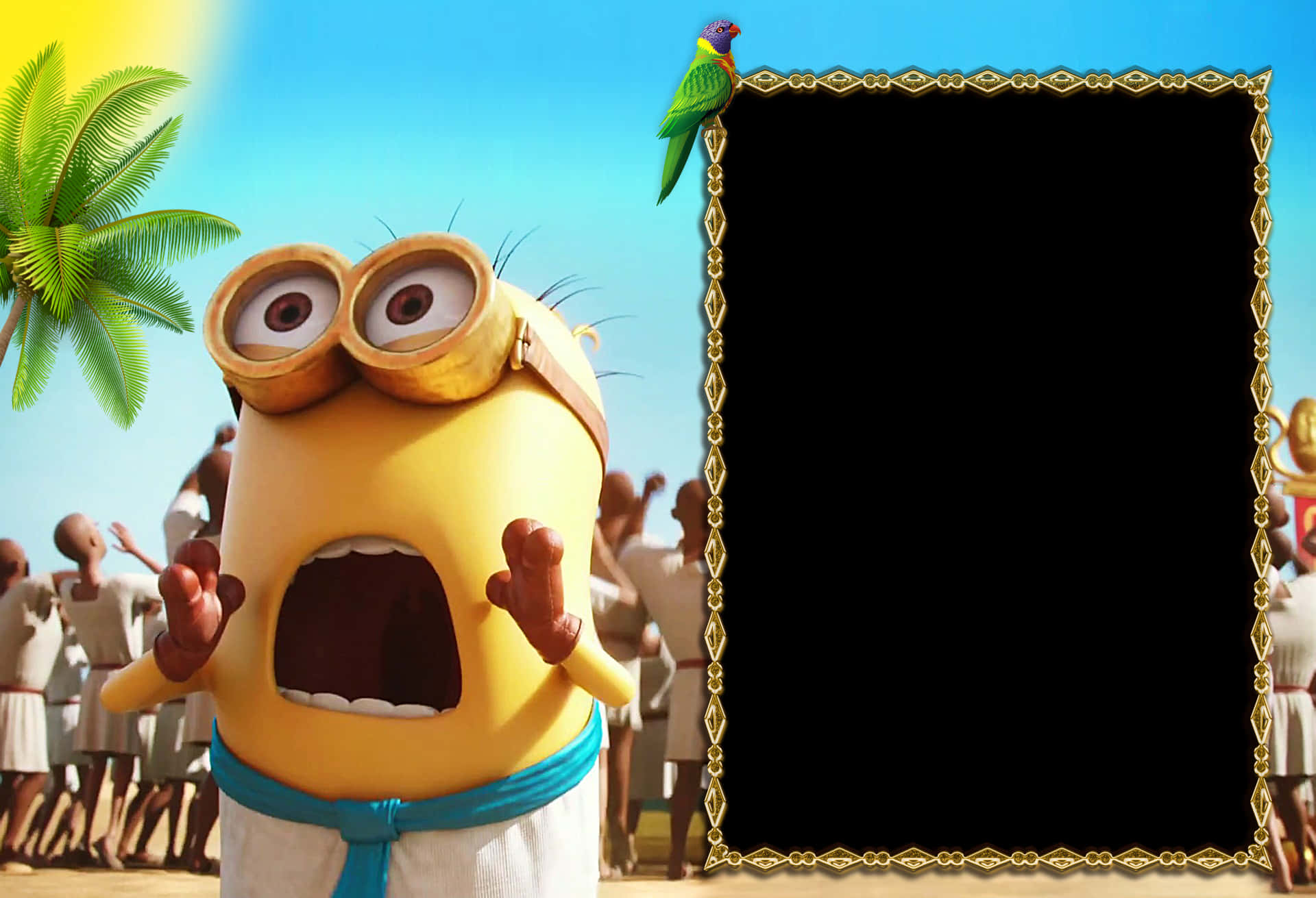 Minion_ Surprise_with_ Tropical_ Background.jpg PNG