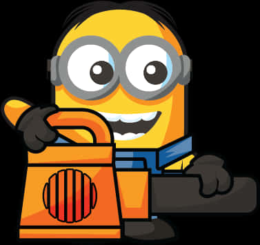 Minion_with_ Shopping_ Bag_and_ Credit_ Card PNG