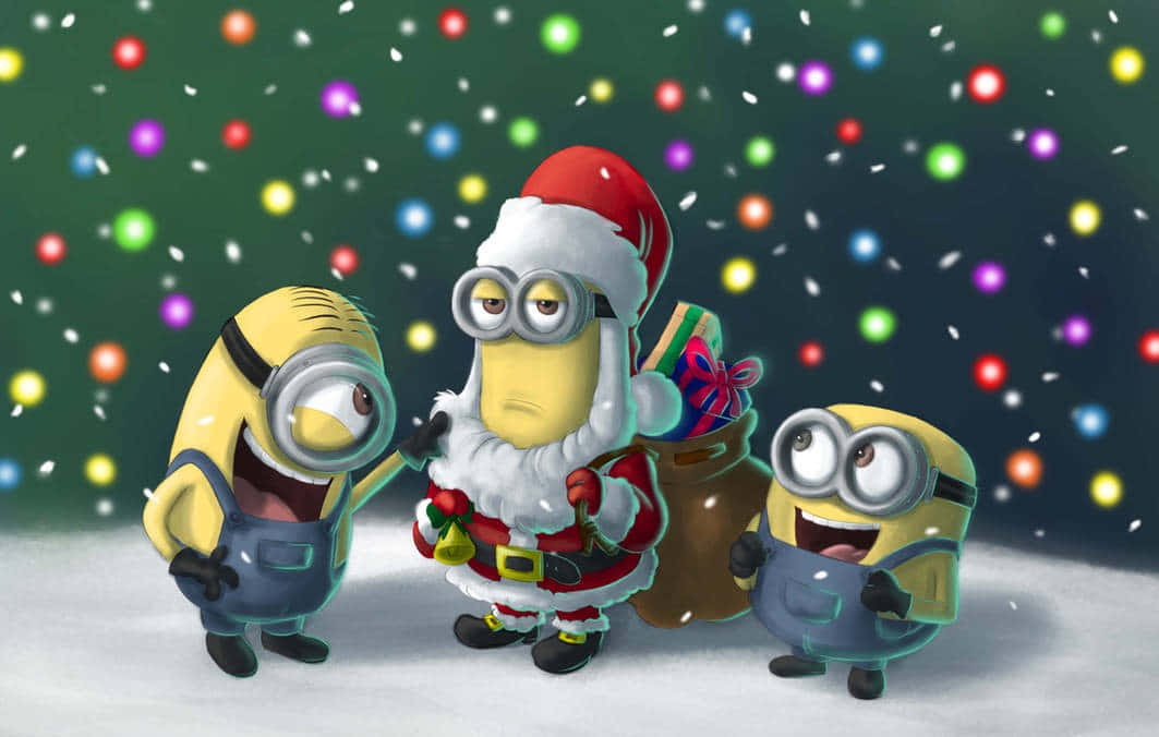 Minions Celebrating Christmas Wallpaper