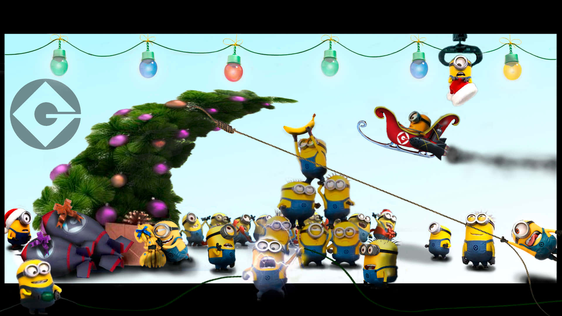 Minions Christmas Celebration Wallpaper