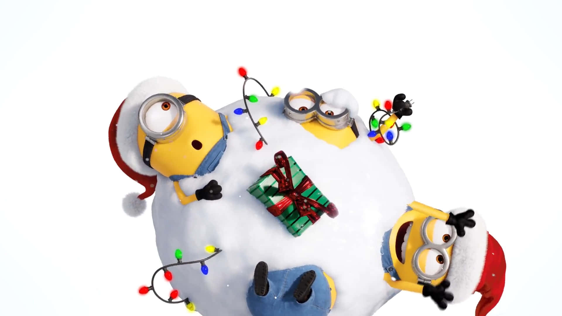 Minions Christmas Celebration Snowball Wallpaper