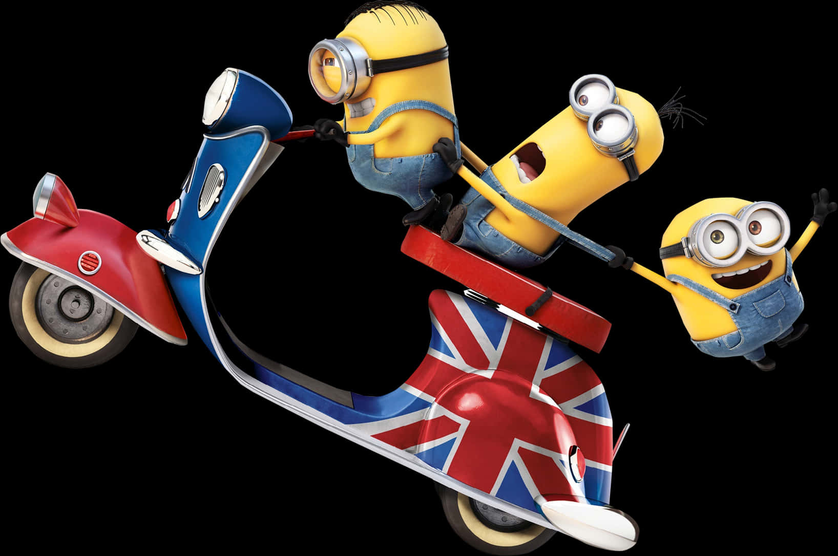 Minions Riding Union Jack Scooter PNG