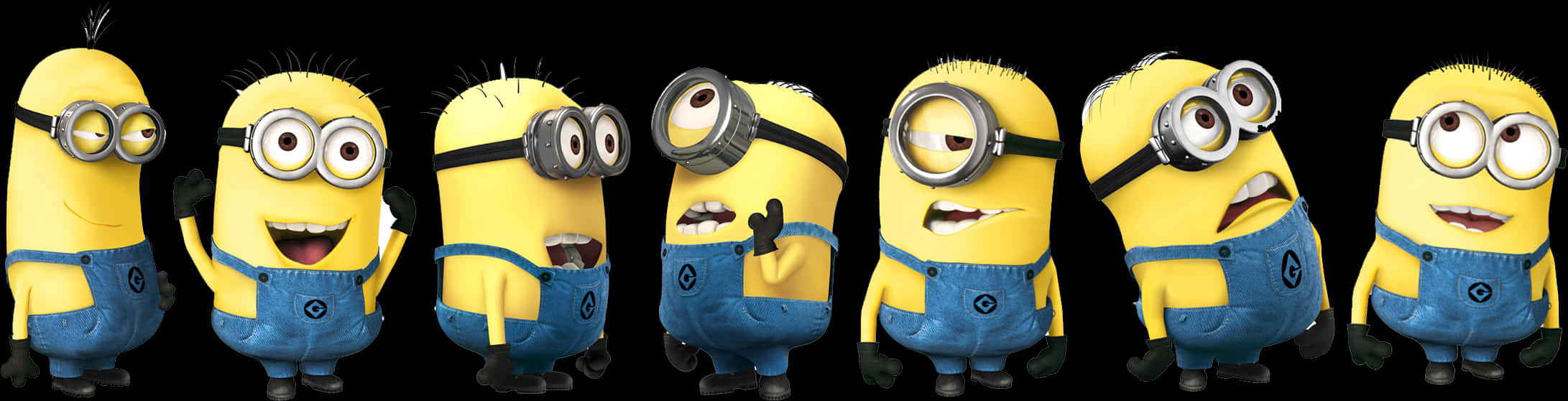 Minions_ Various_ Expressions_ Banner PNG