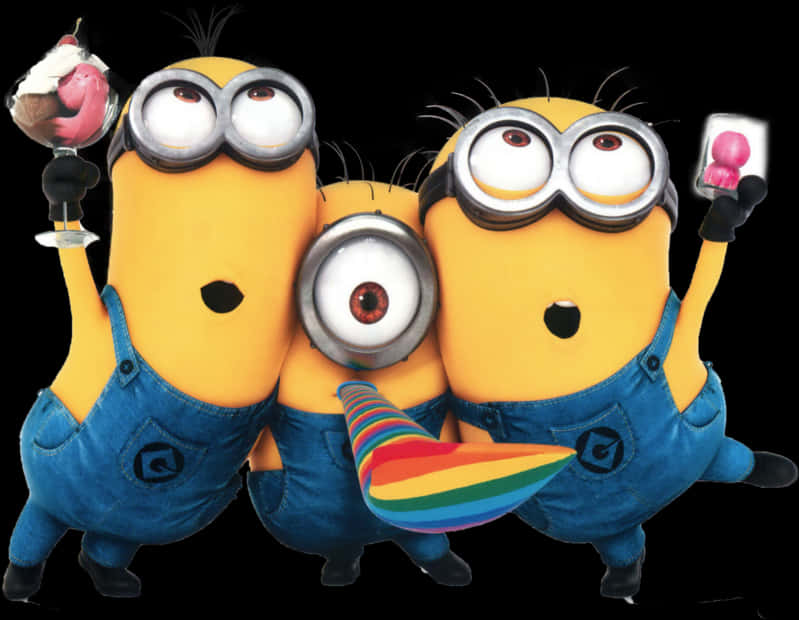 Minions_with_ Party_ Props PNG