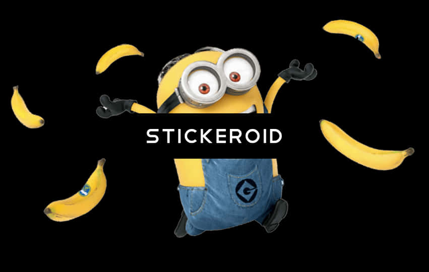 Minionwith Bananas Black Background PNG