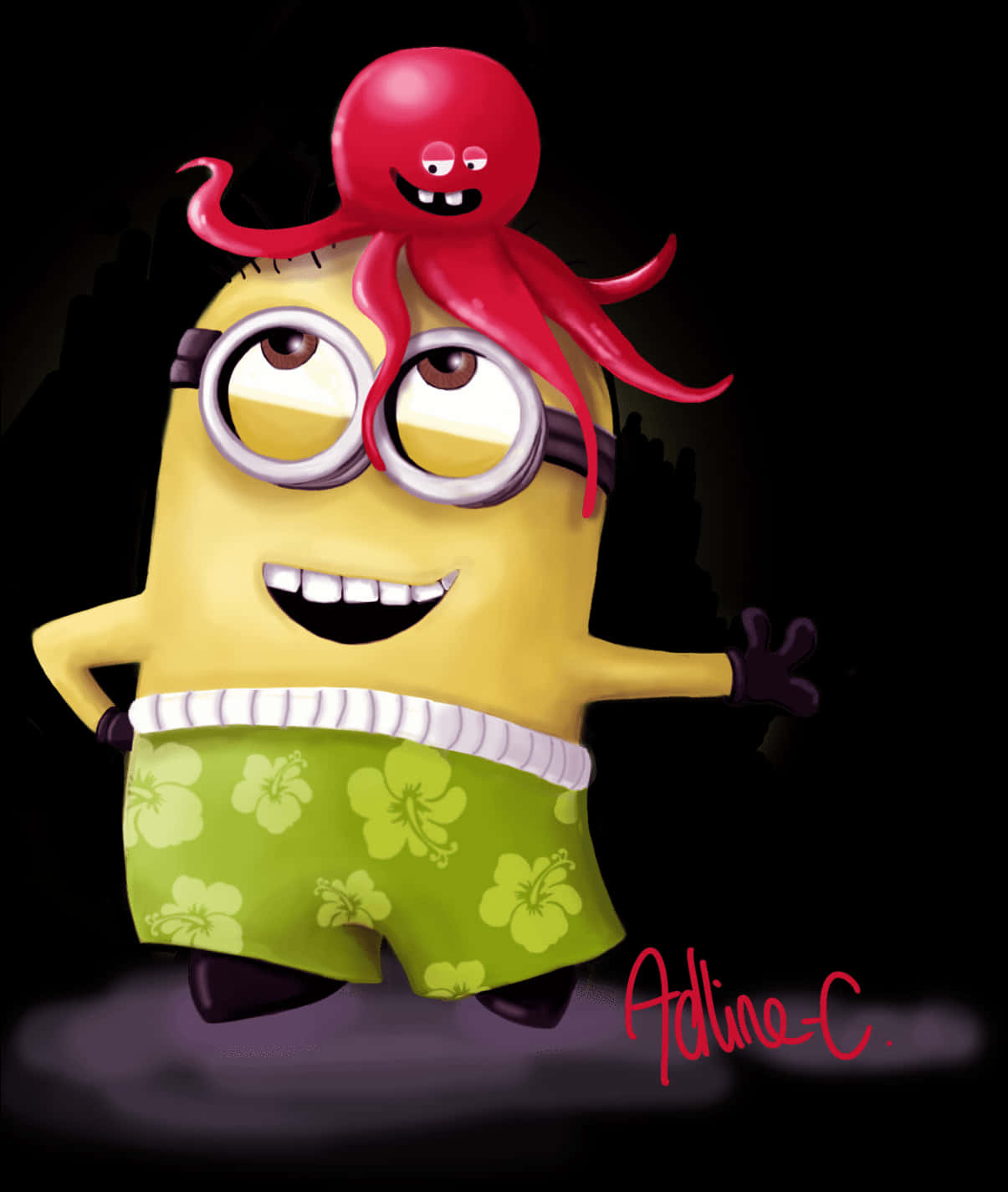 Minionwith Octopus Hat PNG