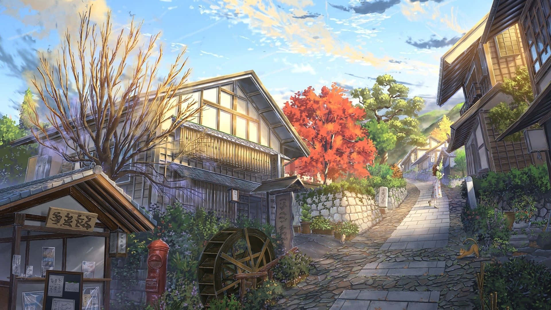 Minka Japansk Traditionelt Hus Landsby Scene Wallpaper