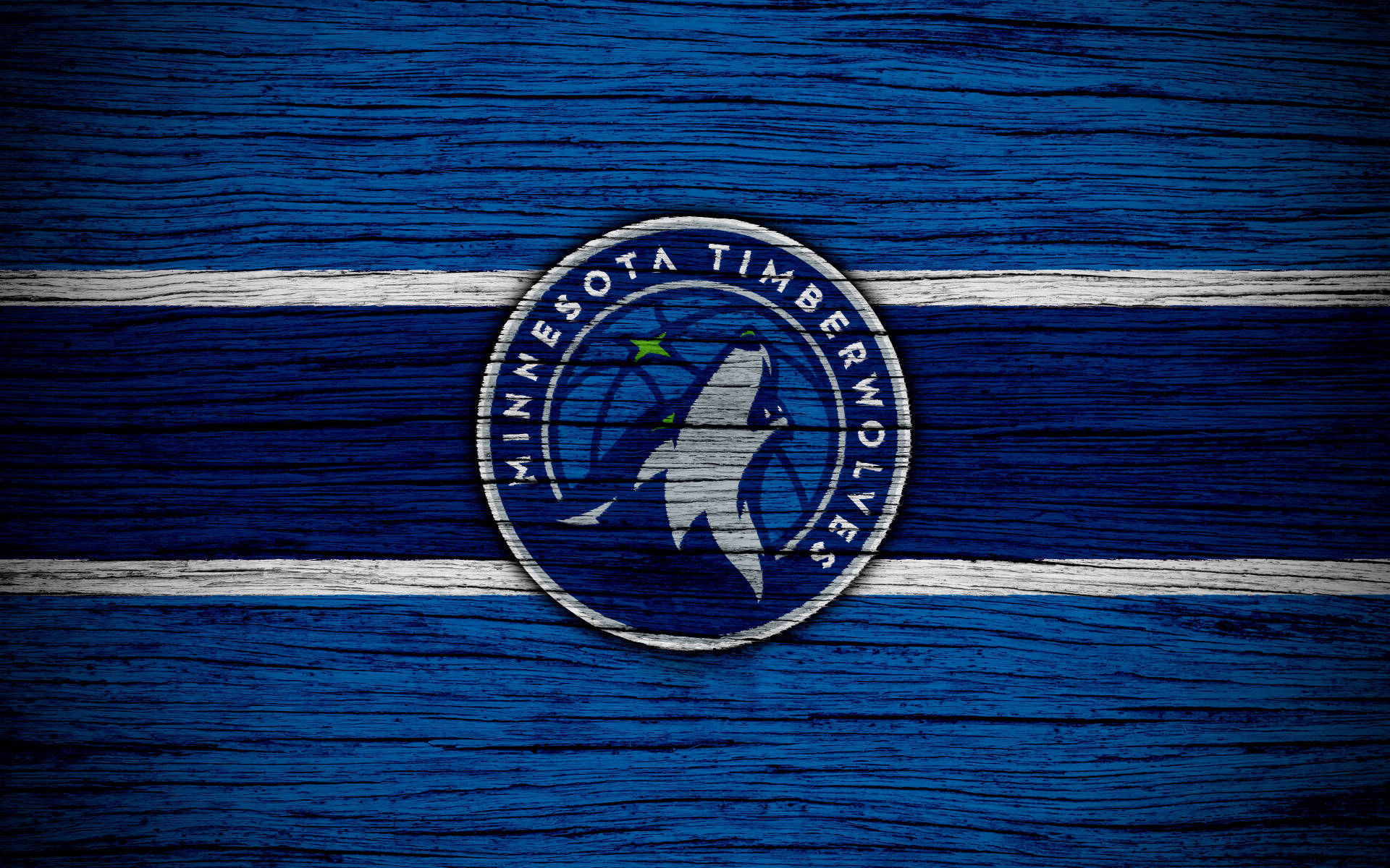 Minnesota Timberwolves Emblem On Wood Wallpaper