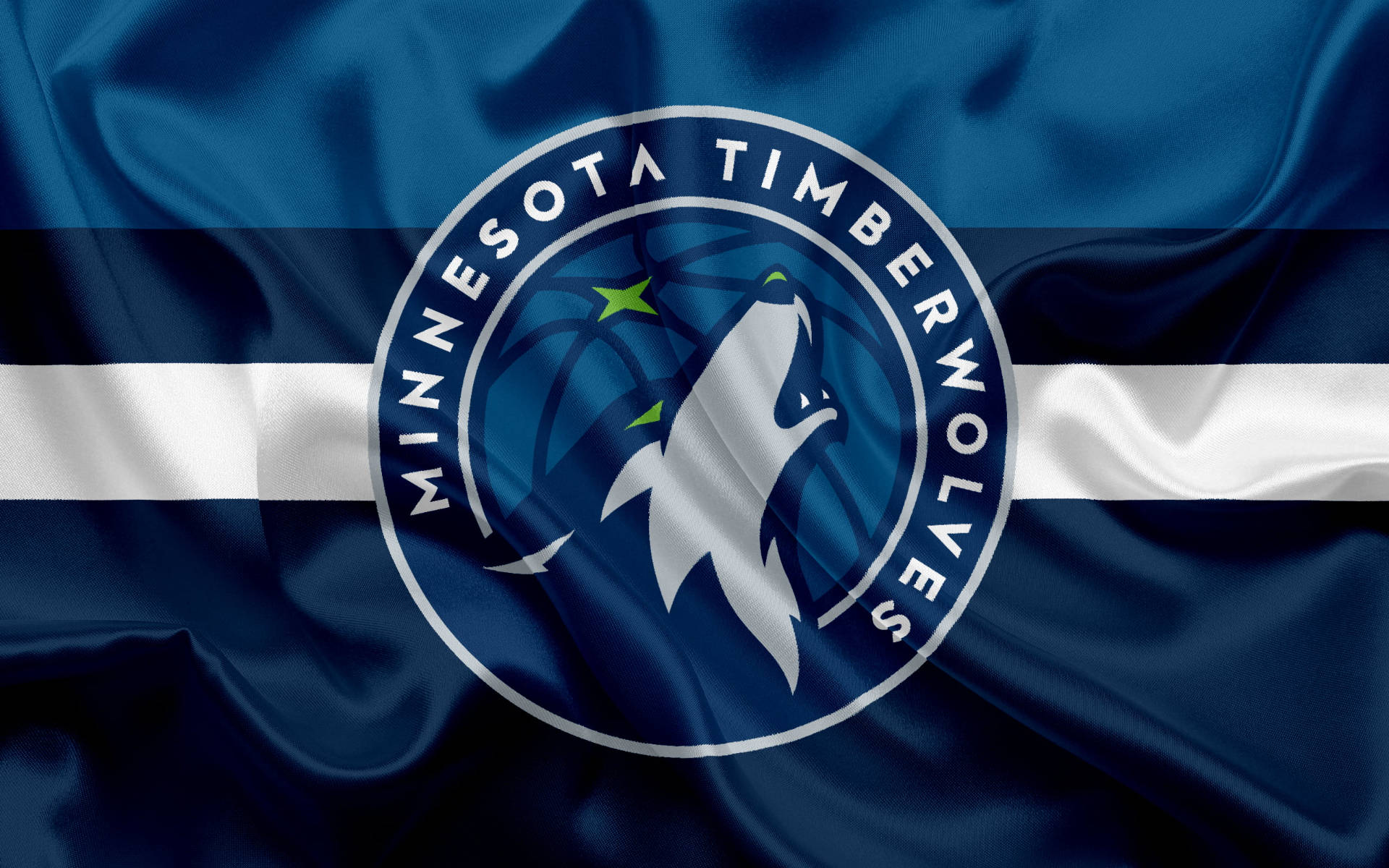 Minnesota Timberwolves Logo On Silk Fabric Wallpaper