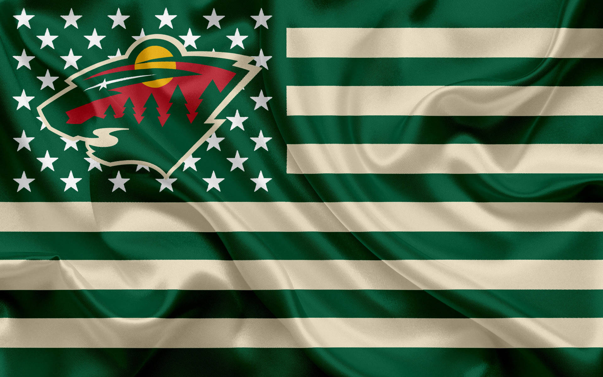 Minnesota Wild Beige Green Flag Wallpaper