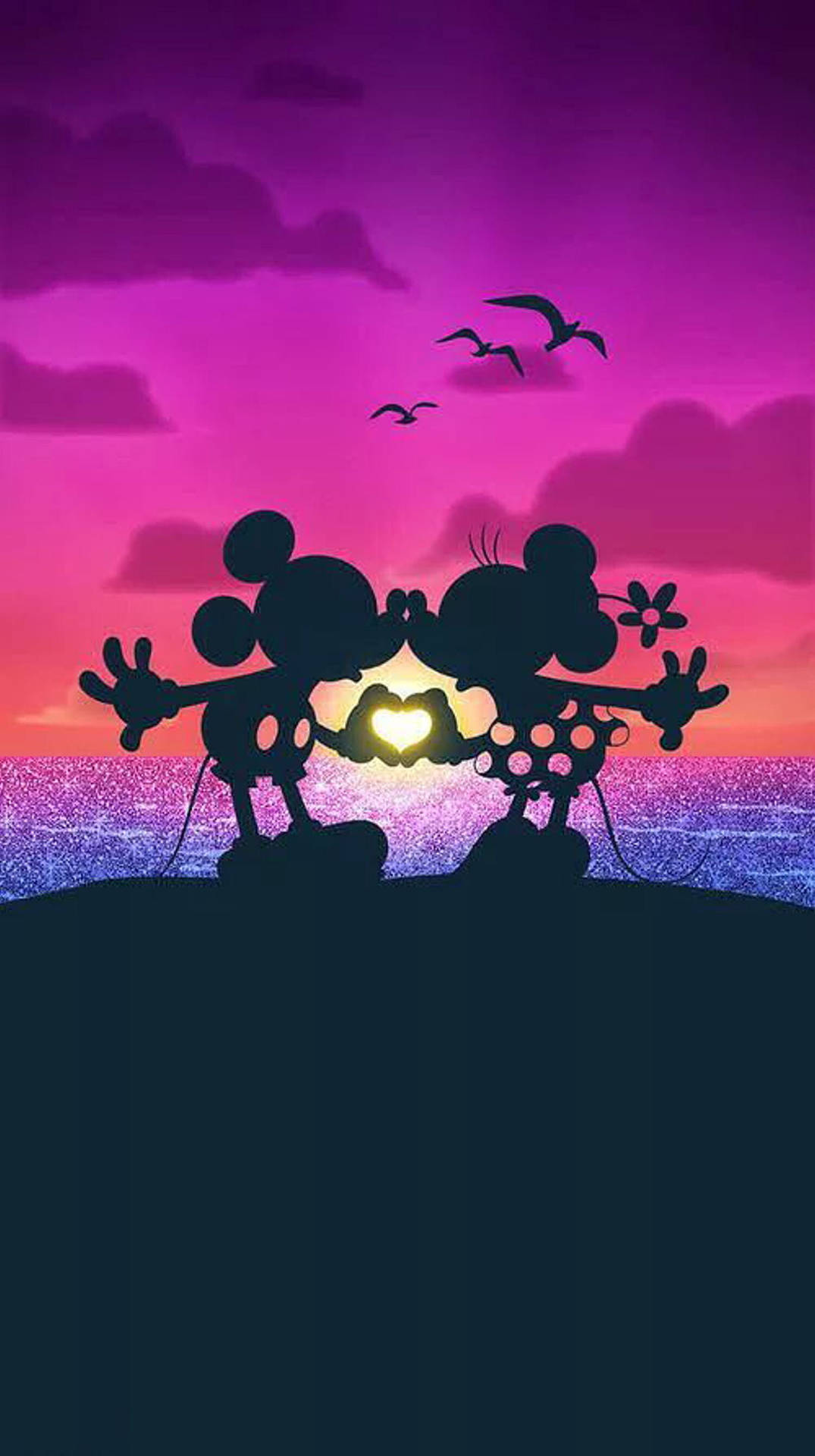 Minnie And Mickey Silhouette Disney Phone Wallpaper