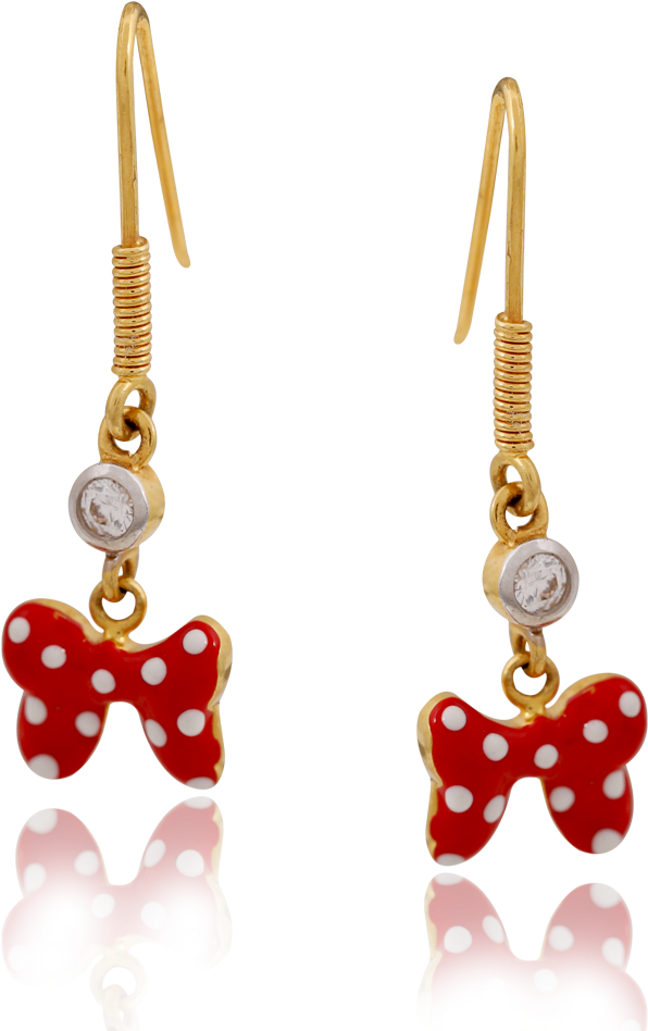 Minnie Bow Earrings Red Polka Dot PNG