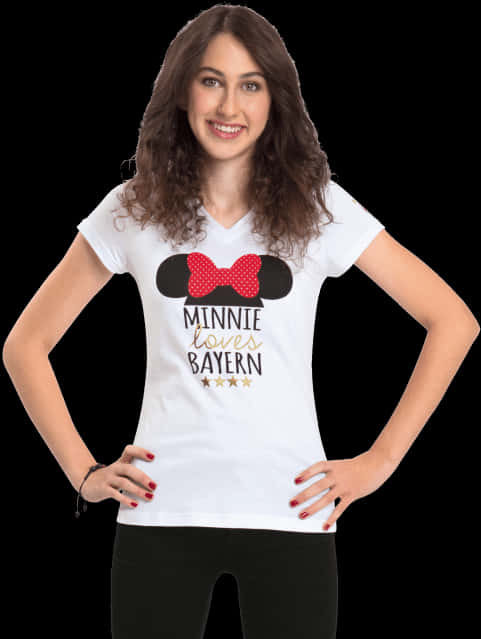 Minnie Loves Bayern Tshirt Woman Model PNG