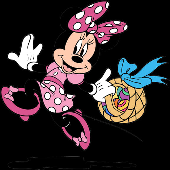 Minnie Mouse Easter Basket Illustration PNG