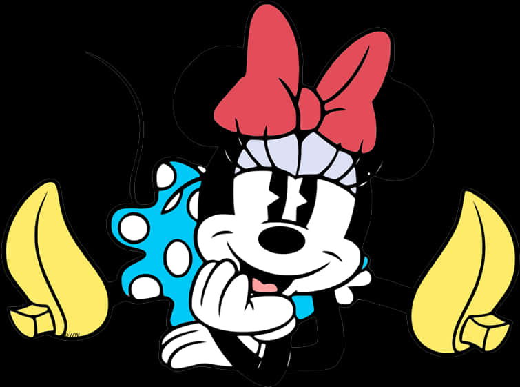 Minnie Mouse Giggling With Bananas PNG