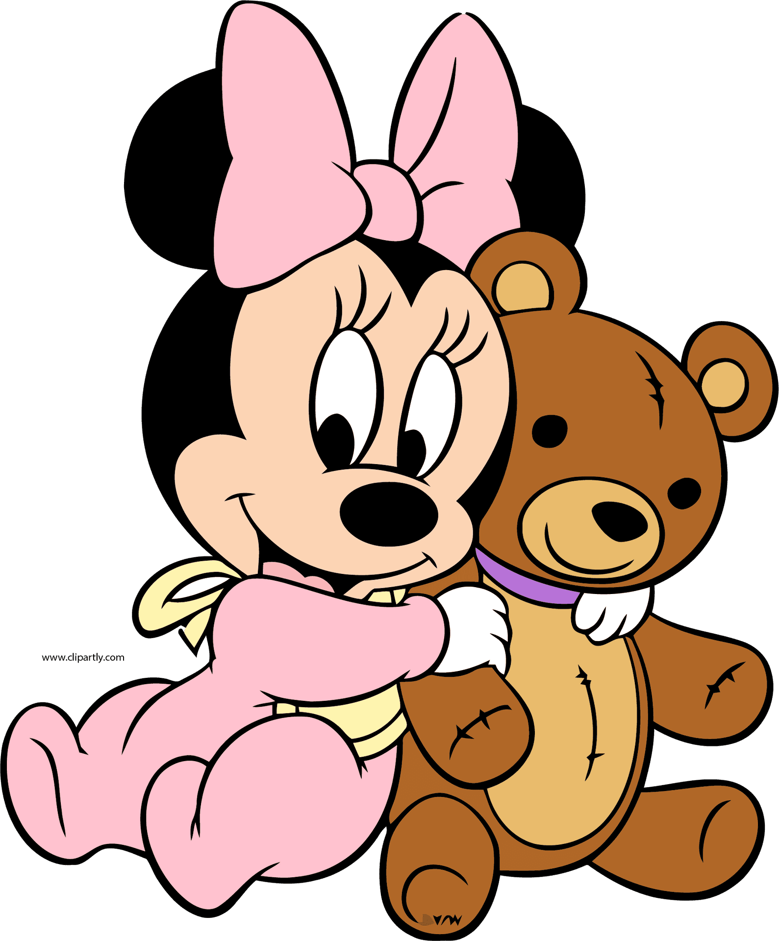 Minnie Mouse Hugging Teddy Bear PNG