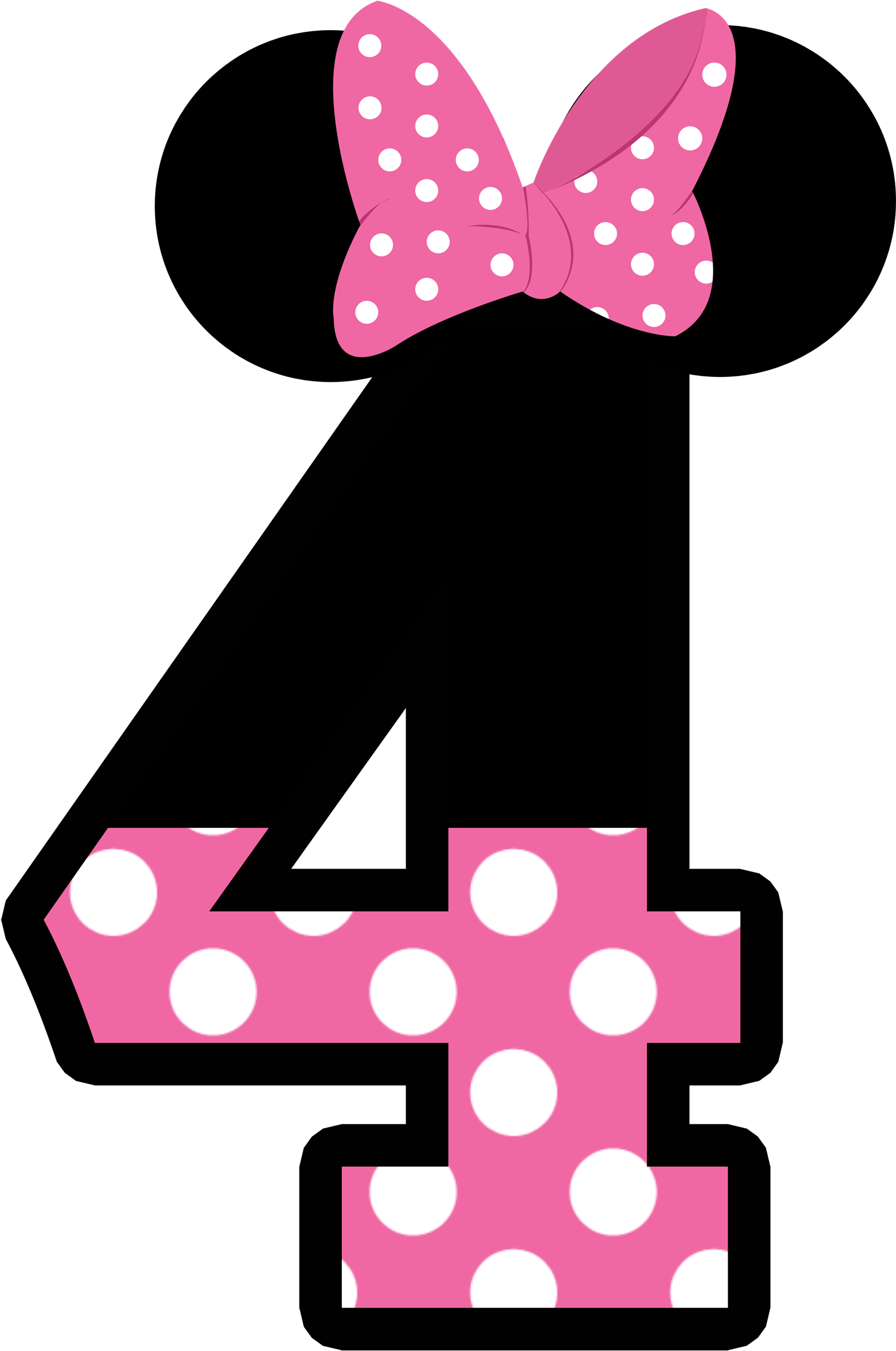 Minnie Mouse Inspired Number Four PNG
