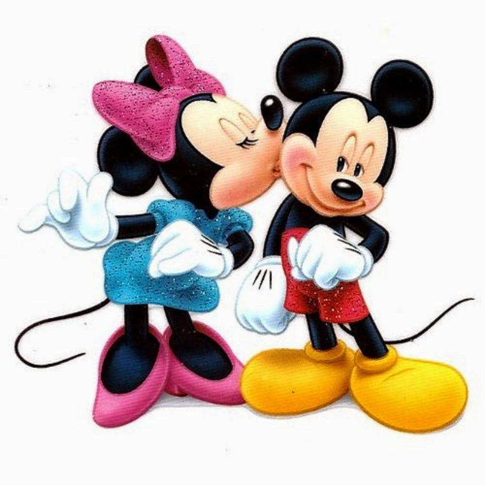 Minnie Mouse Kissing Mickey's Cheek Wallpaper