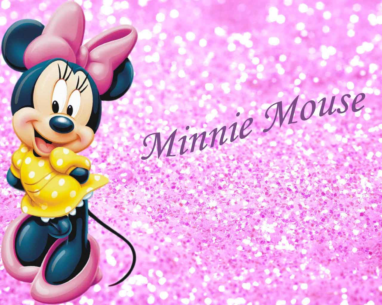 Minnie Mouse On Glitter Background Wallpaper
