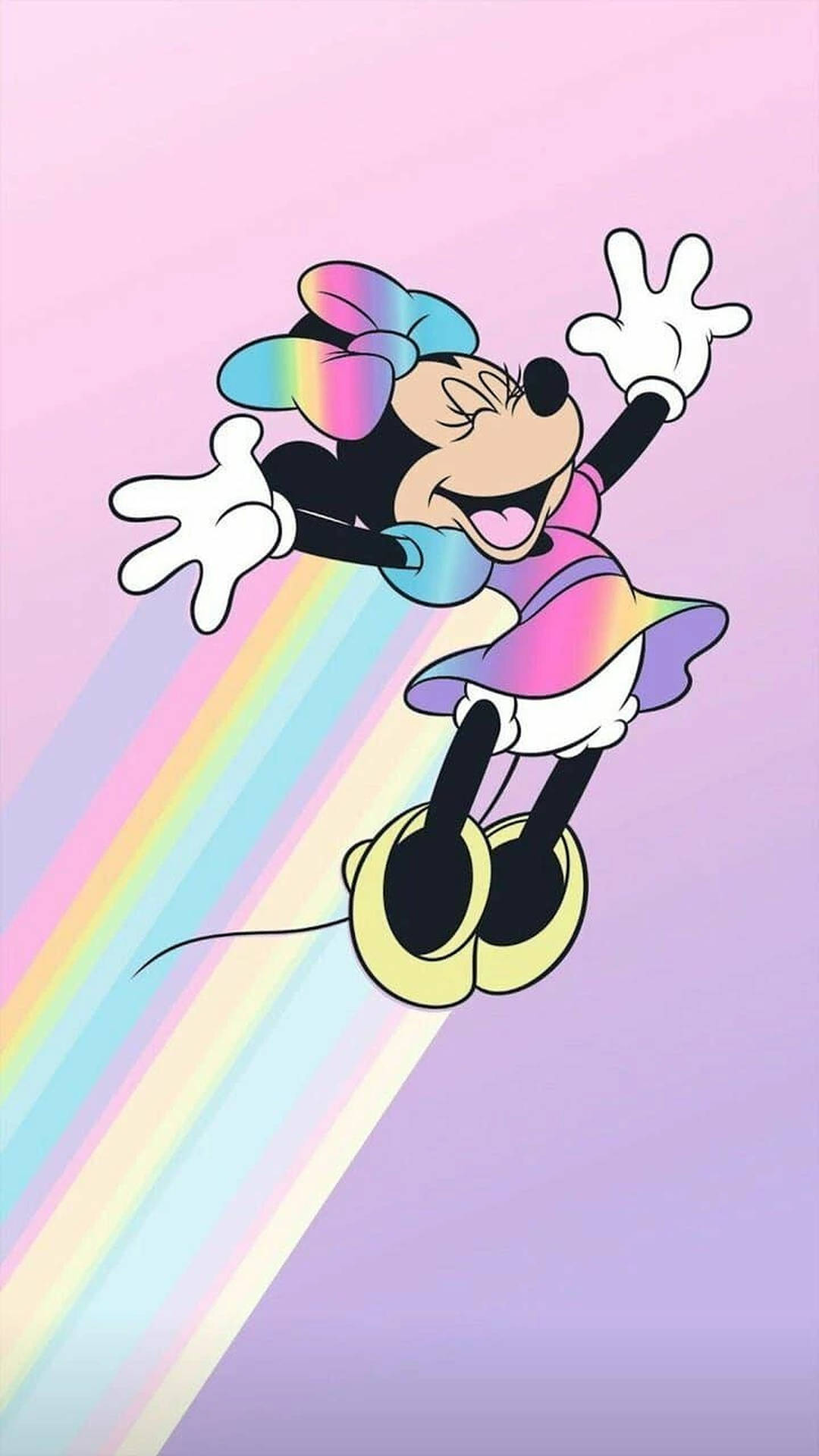 Minnie Mouse Pastel Rainbow Cartoon Art Wallpaper