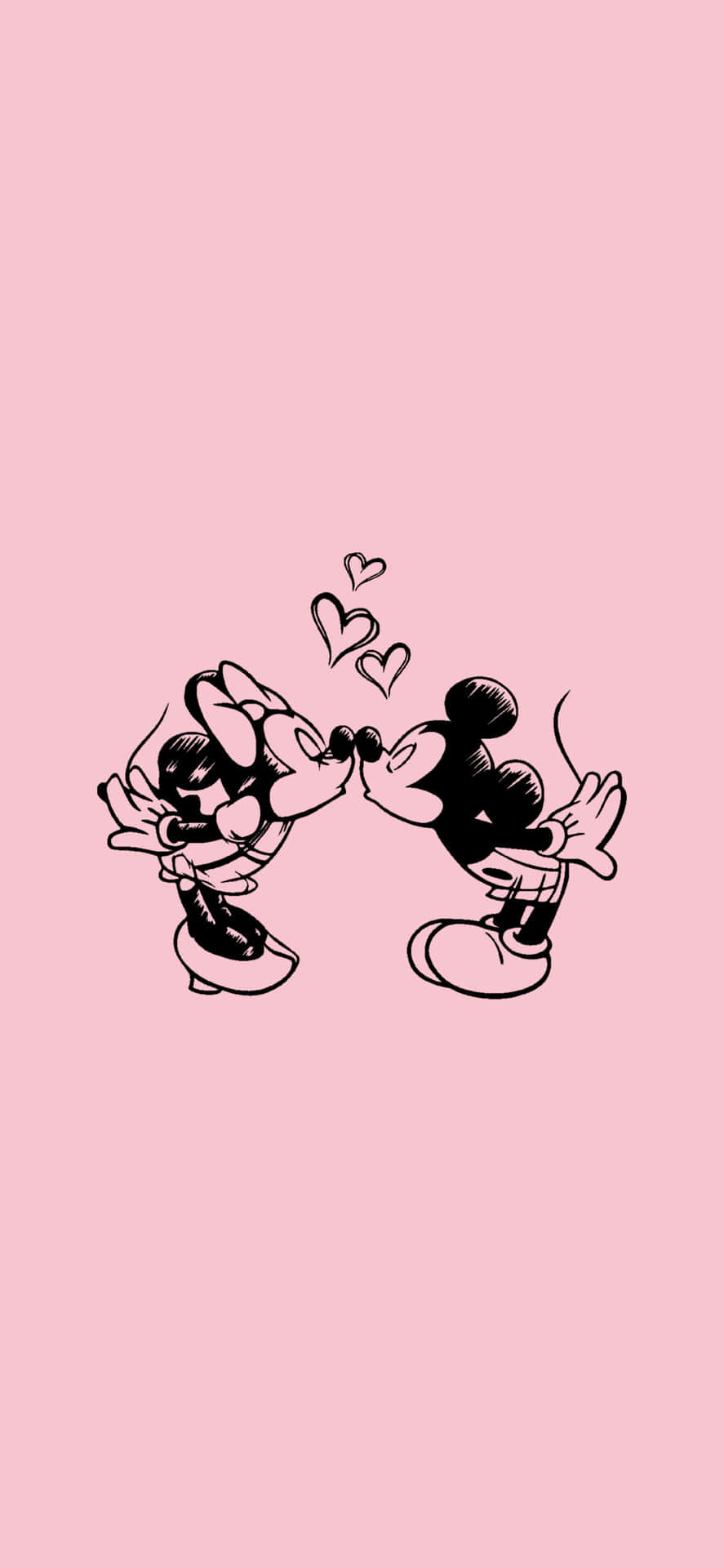 To mickey mouse kysser på en lyserød baggrund. Wallpaper