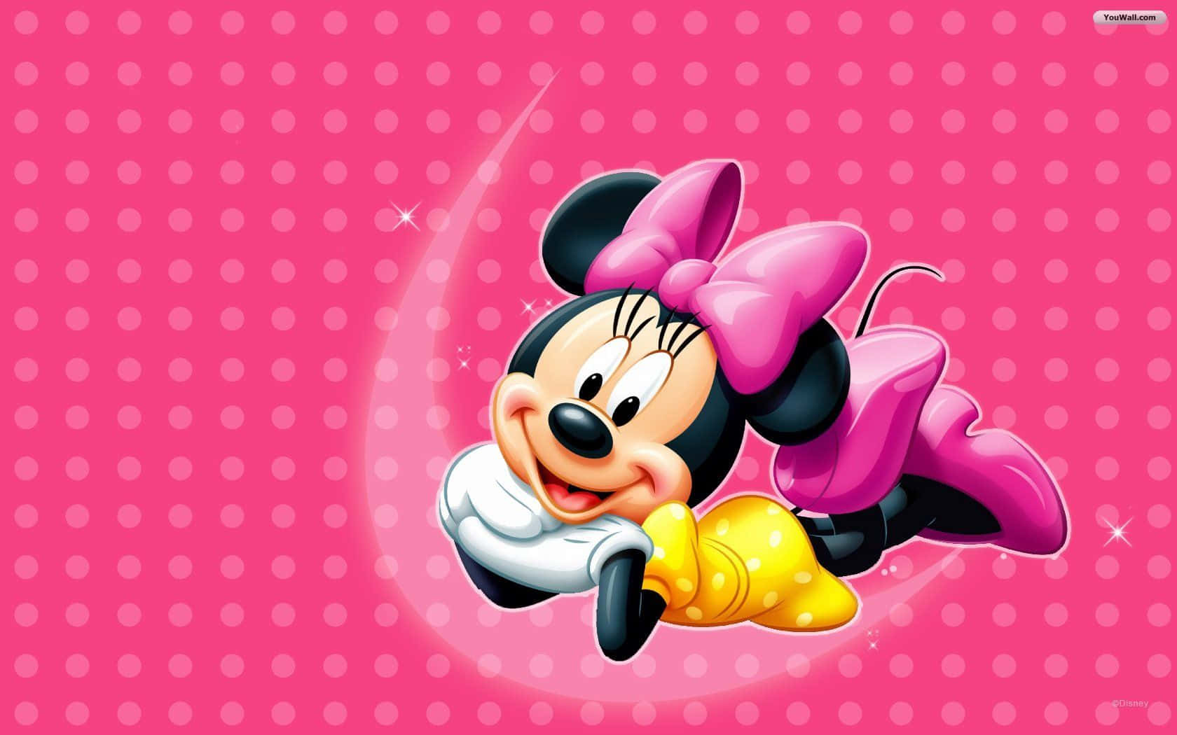 Minnie Mouse spreder magi i pink Wallpaper