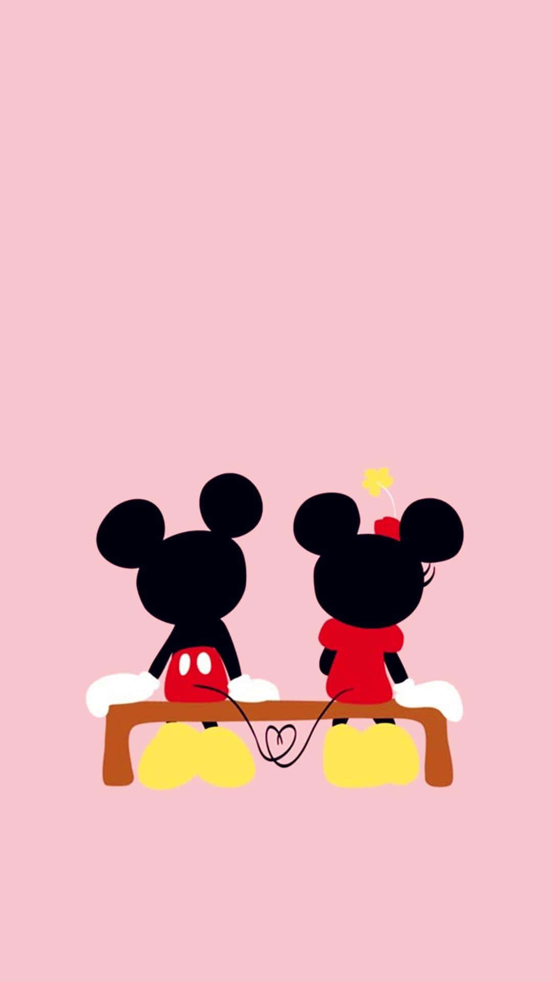 Firamed Minnie Mouse Med Rosa Tröja På Tapet. Wallpaper