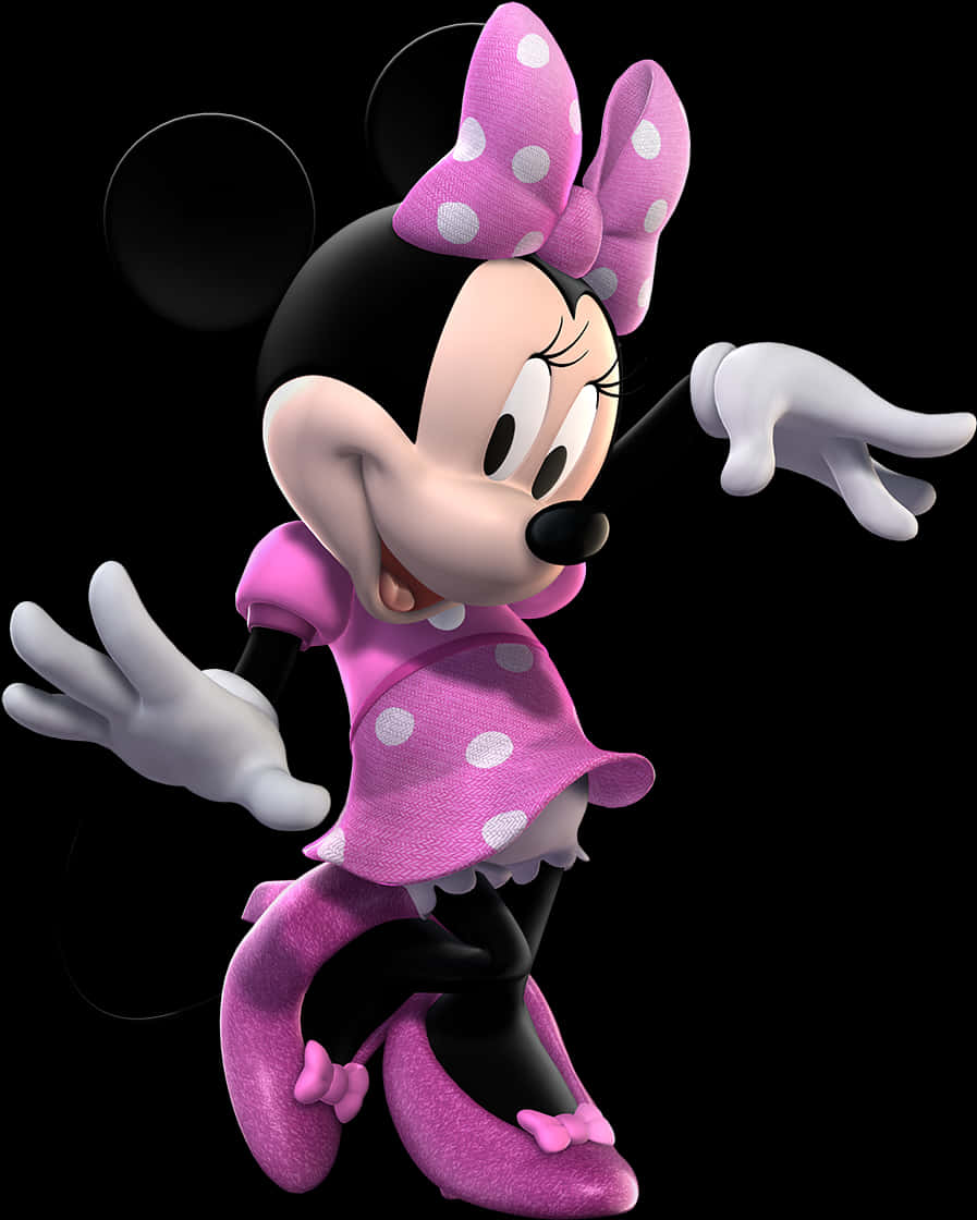 Minnie Mouse Pink Dress Polka Dots PNG