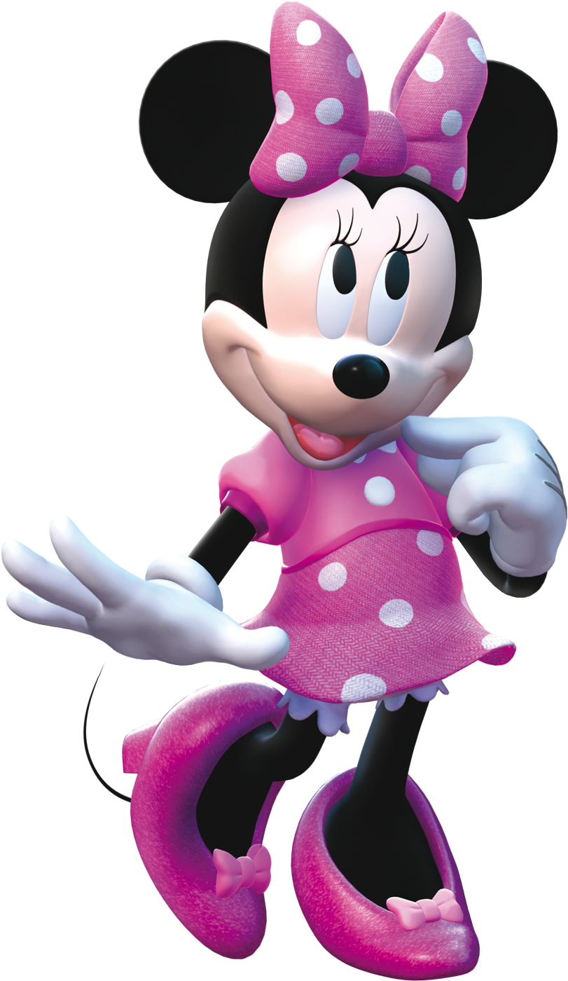 Minnie Mouse Pink Dress Polka Dots PNG