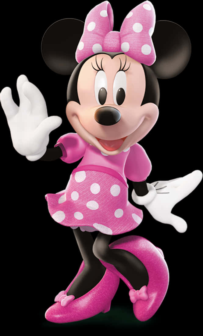 Minnie Mouse Pink Dress Polka Dots PNG