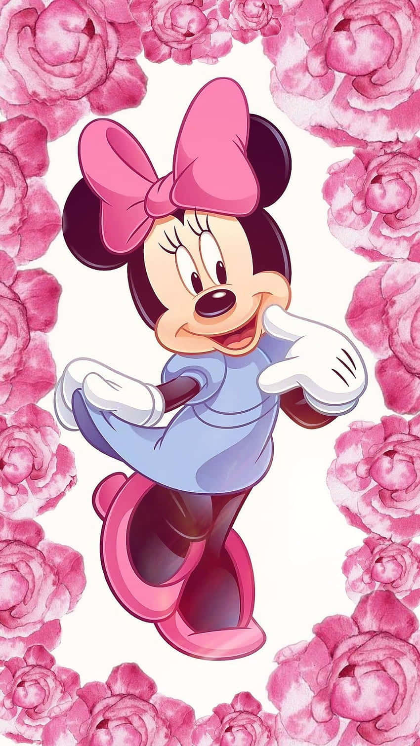Celebracon Minnie Mouse En Su Icónico Traje Rosa. Fondo de pantalla
