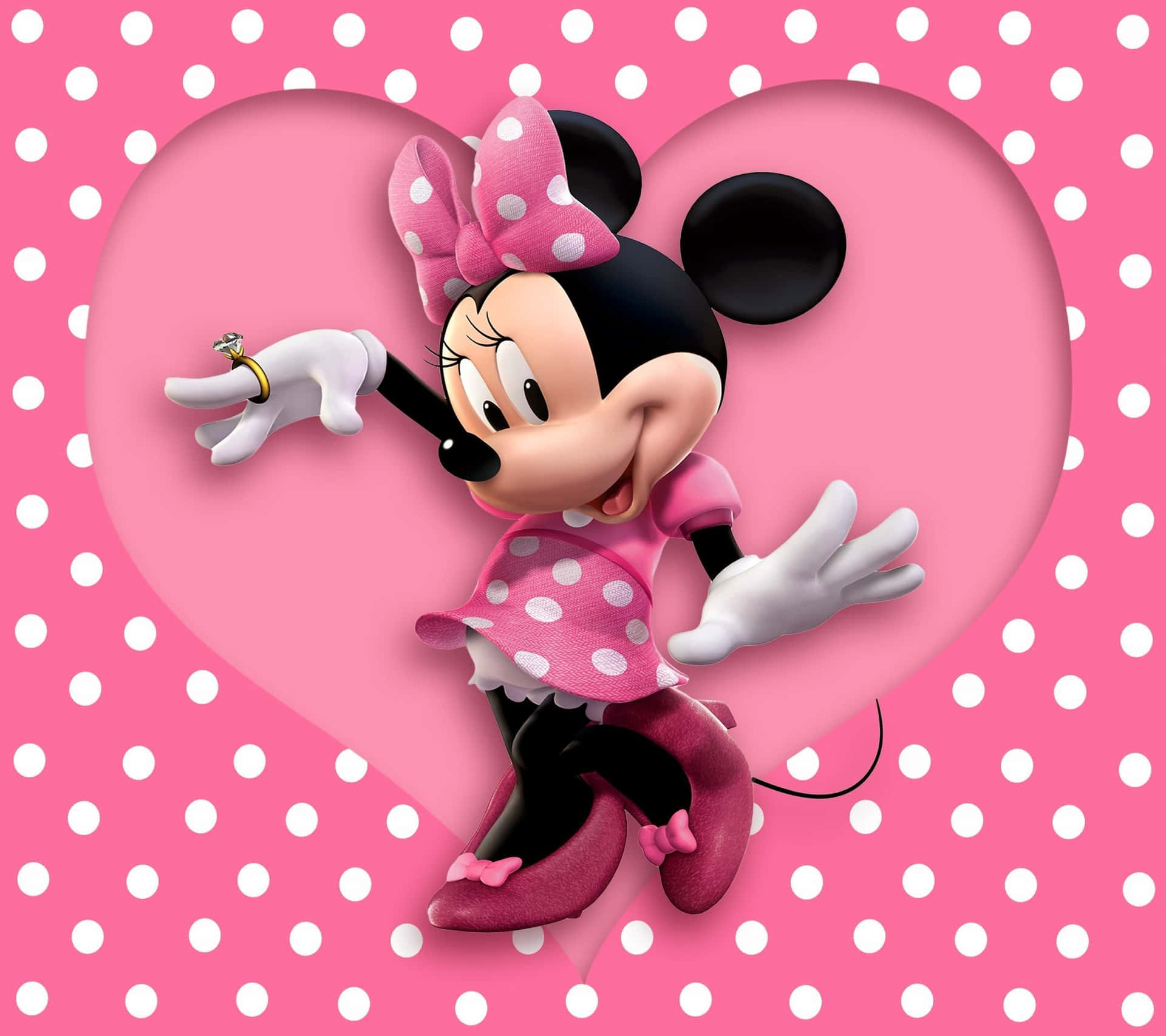 Minnie Mouse Wallpaper 4K, Disney, Cartoon, Pink background
