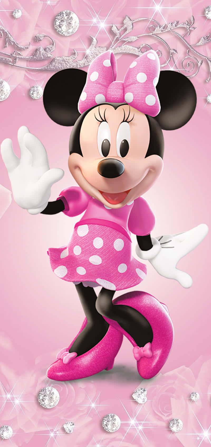 Adorable Minnie Mouse Sporting Her Signature Pink Color Wallpaper
