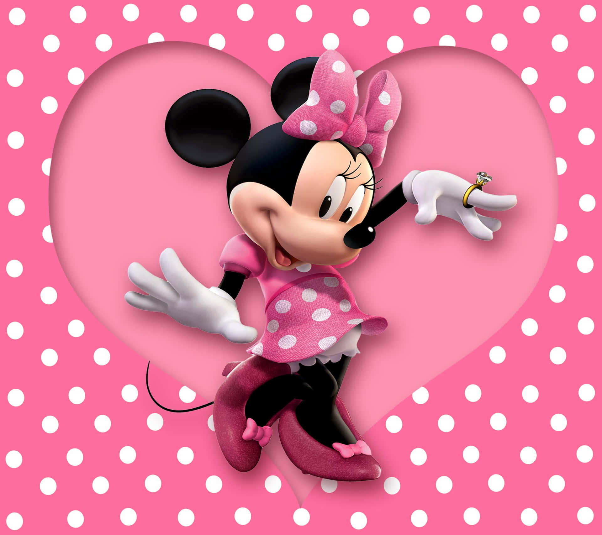 Minnie Mouse shows off her cute style in her classic pink dress. Wallpaper