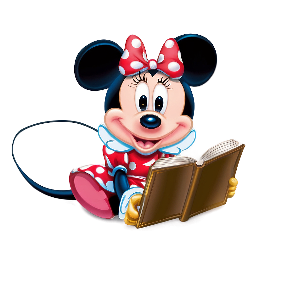 Minnie Mouse Reading A Book Png 05242024 PNG