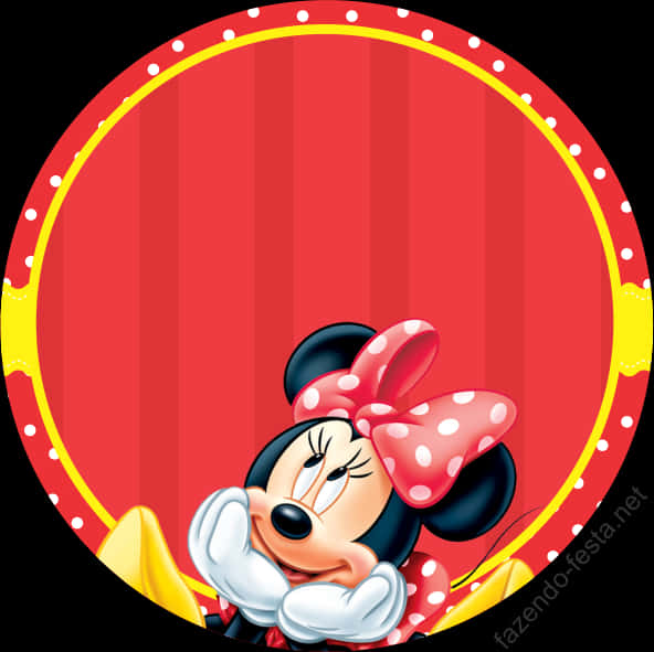 Minnie Mouse Red Background Circle PNG